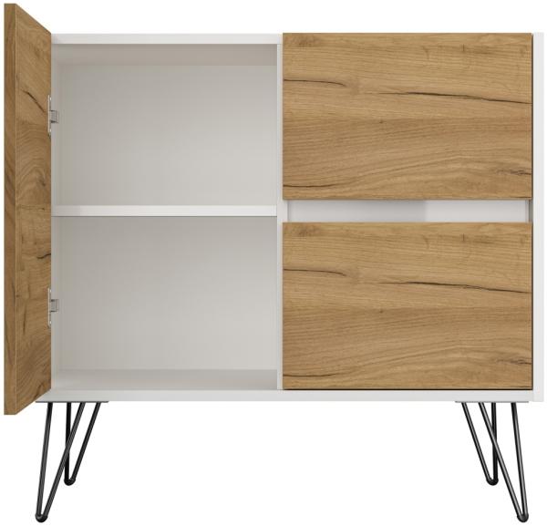 Raumwunder S Sideboard Kommode Greifraum 80cm 2 SoftClose 1 Tür Weiß/Eiche Front : Oak Gold / Weiss hochglanz Bild 8