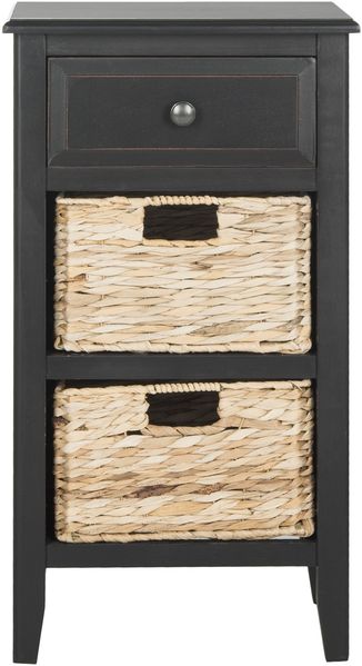 SAFAVIEH Contemporary Wooden Cabinet with 2 Drawers, in Distressed and Black, 30 X 40 X 70