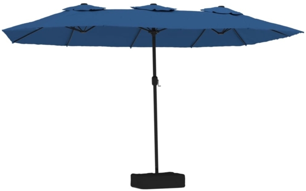 vidaXL Doppel-Sonnenschirm mit LED-Leuchten Azurblau 449x265 cm 362960