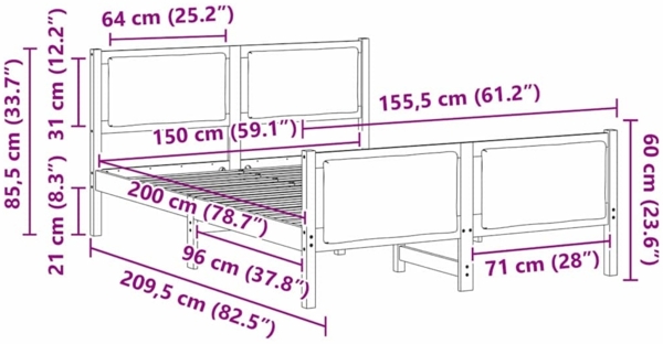 vidaXL Bettrahmen mit Kopfteil Taupe 150 x 200 cm Stoff 3394261 Bild 10