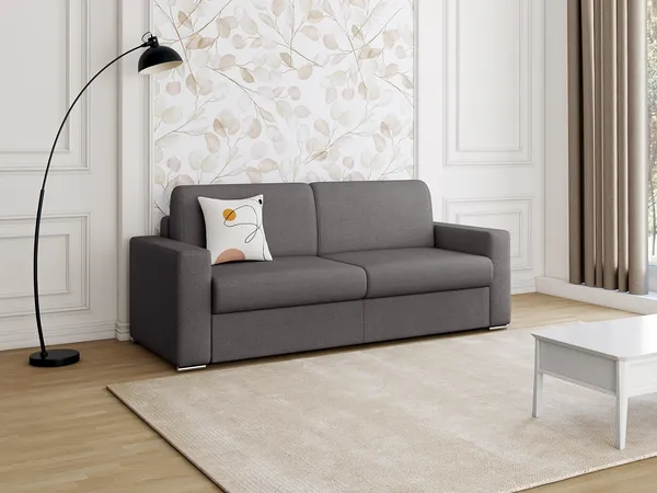 Schlafsofa 3-Sitzer Stoff CALITO - Anthrazit - Liegefläche: 140 cm - Matratzenhöhe: 18 cm