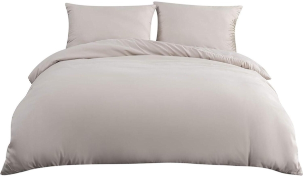 Bettwäsche 155x220 cm Mikrofaser Beige 110 g/m² inkl. Kissenbezug