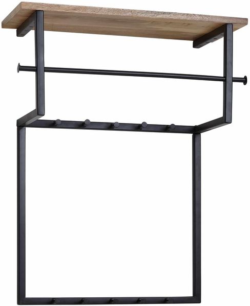 Design Wandgarderobe Mango Massivholz Metall 60x76x26 cm