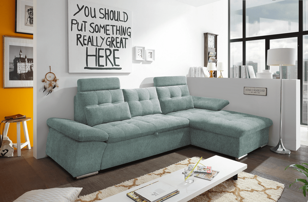 Ecksofa Medan Ice Blue – Modernes Sofa mit Schlaffunktion