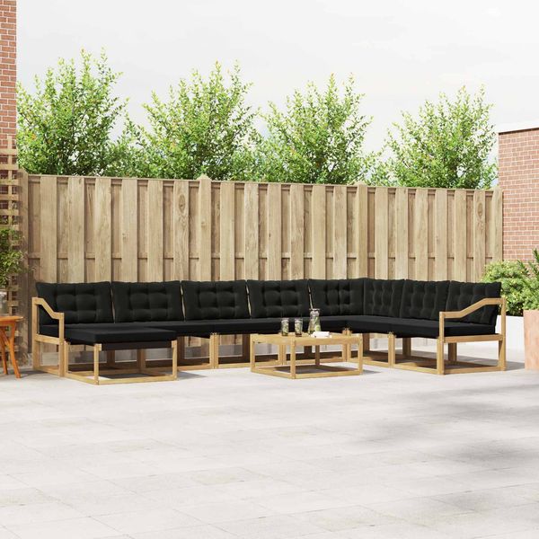 vidaXL Outdoor-Sofagarnitur 9 pcs Weiß und Schwarz 79 x 79 x 37 cm 3389006
