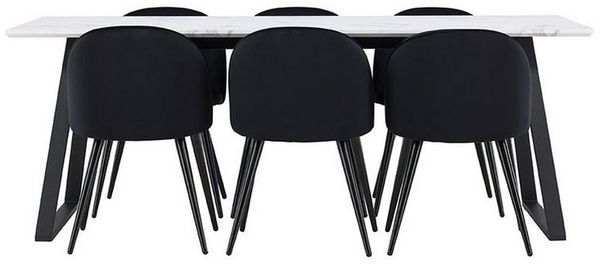ebuy24 Essgruppe Malaga Essgruppe Esstisch 90x200cm weiß und 6 Skag, (7-tlg)