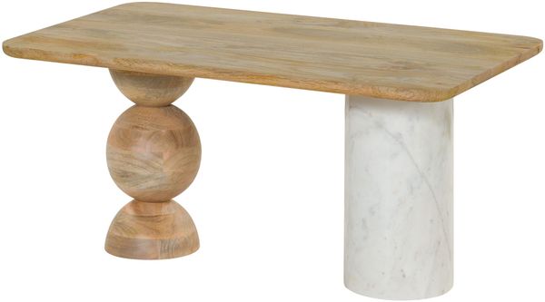 Couchtisch Mango 100x60x45 natur lackiert / Marmor weiß FLORENZ #105