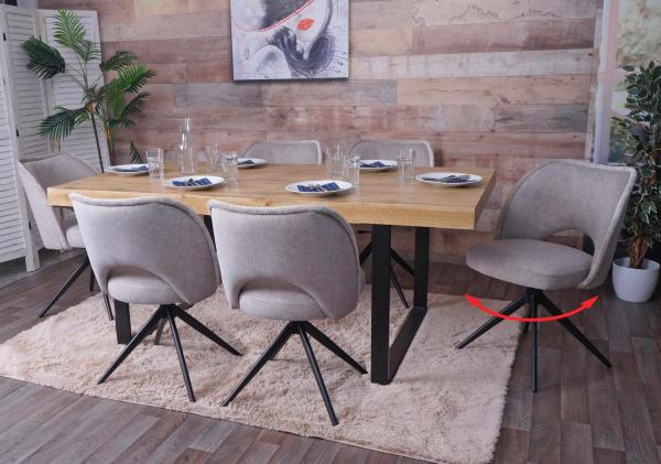 6er-Set Esszimmerstuhl HWC-N72, Polster-Küchenstuhl, drehbar Auto-Return, Stoff/Textil (420g/m²) Öko-Tex ~ hellgrau Bild 1