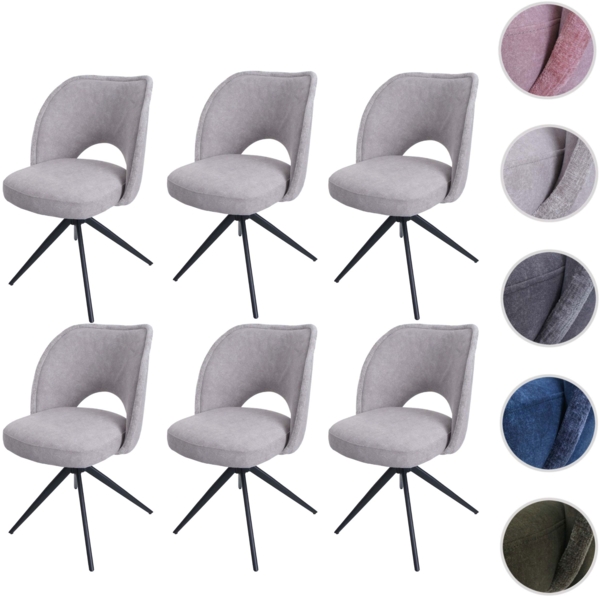 6er-Set Esszimmerstuhl HWC-N72, Polster-Küchenstuhl, drehbar Auto-Return, Stoff/Textil (420g/m²) Öko-Tex ~ hellgrau Bild 9