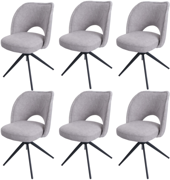 6er-Set Esszimmerstuhl HWC-N72, Polster-Küchenstuhl, drehbar Auto-Return, Stoff/Textil (420g/m²) Öko-Tex ~ hellgrau Bild 8