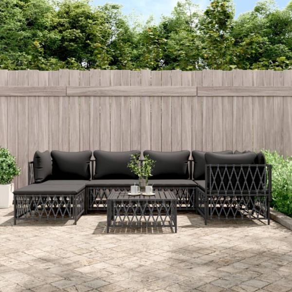 vidaXL 7-tlg. Garten-Lounge-Set mit Kissen Anthrazit Stahl 3186895