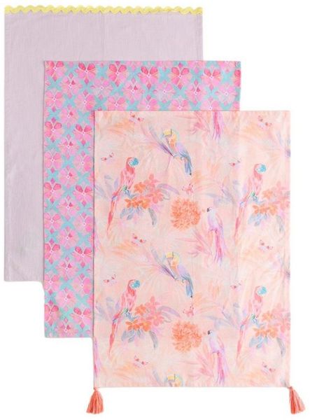 Next Geschirrtuch Geschirrtücher mit Blumen-Print, 3er-Set, (3-tlg)