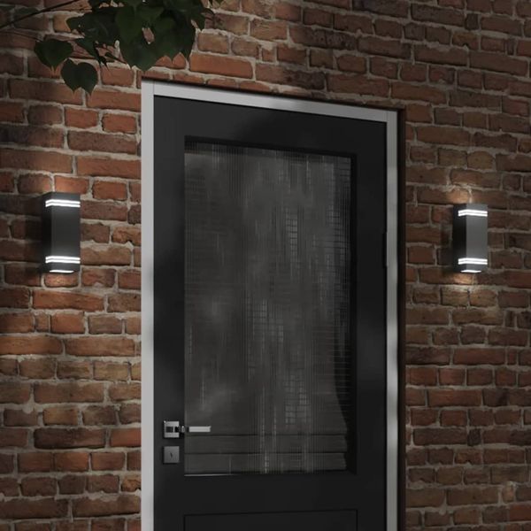 vidaXL Außenwandleuchten 2 Stk. Schwarz Edelstahl 4006325