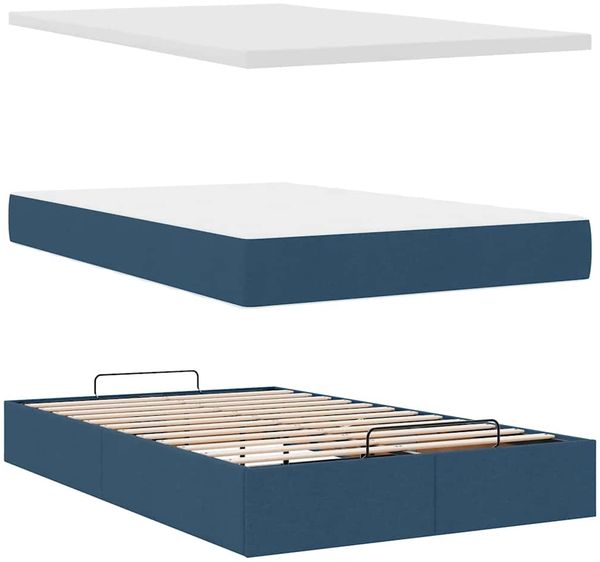 vidaXL Ottomane Bett mit Matratze & LEDs Blau 120x200 cm Stoff 3312221 Bild 9