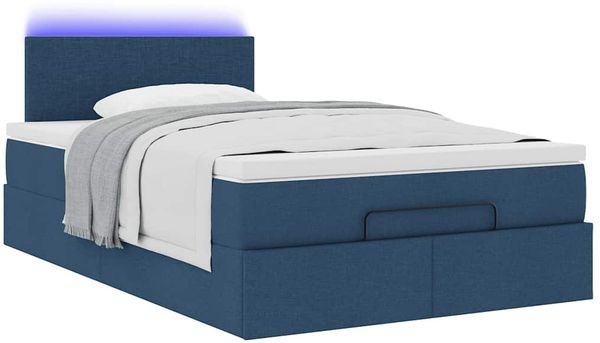 vidaXL Ottomane Bett mit Matratze & LEDs Blau 120x200 cm Stoff 3312221 Bild 6