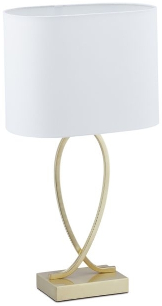 Goldene Tischlampe mit Stoffschirm 10038879