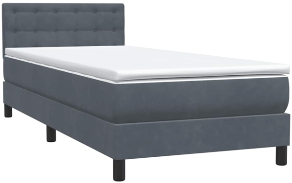 vidaXL Boxspringbett mit Matratze Dunkelgrau 90x220 cm Samt 3316624 Bild 3