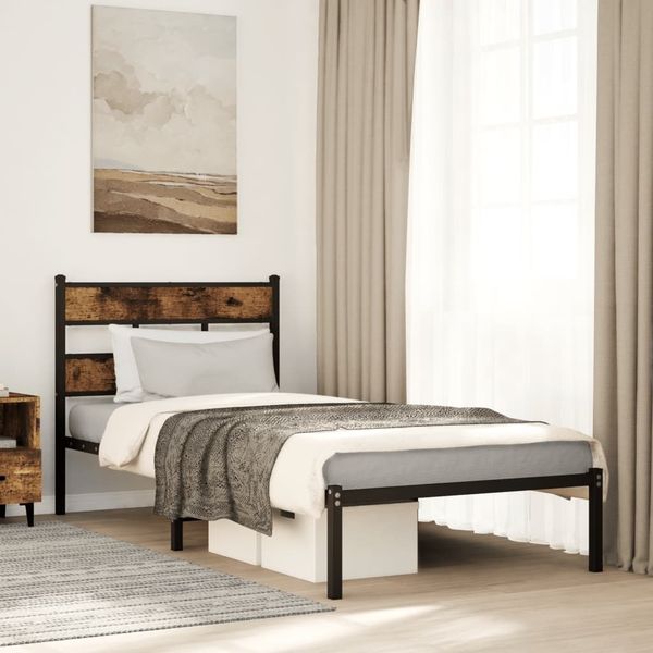 vidaXL Metallbett ohne Matratze Räuchereiche 80x200 cm 4017044