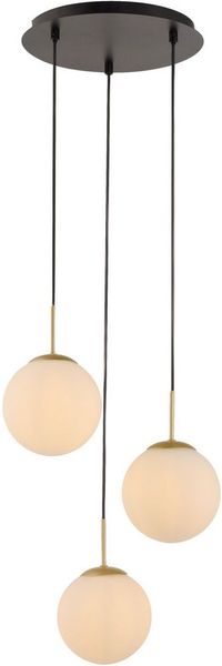 LeGer Home by Lena Gercke Pendelleuchte Elorea - Hängelampe mit großen Glaskugeln, Ein-/Ausschalter, ohne Leuchtmittel, opal matt weiß, schwarz gold, Pendelläge einstellbar, E14, Rondell