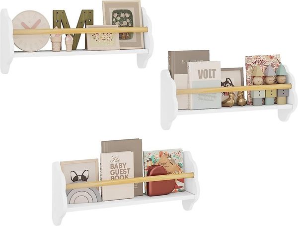 Woltu Kinderregal, 3-tlg, Kinderbücherregal Wandregal aus Kiefernholz MDF