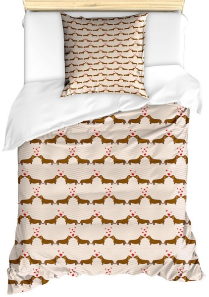 Abakuhaus Bettwäsche Milbensicher Allergiker geeignet mit Kissenbezug, Microfaser, Dackel Wurst Hunde in der Liebe