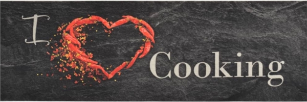 vidaXL Küchenteppich Waschbar Cooking Schwarz 60x180 cm Samt 136550