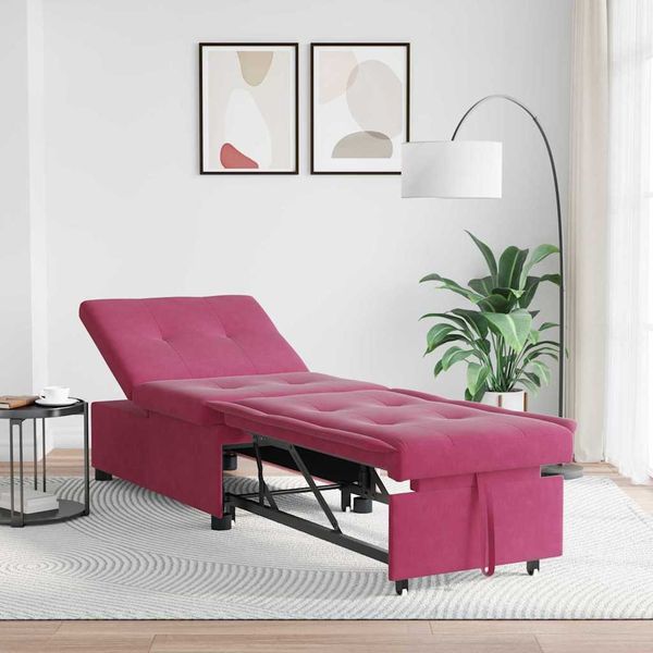 vidaXL Schlafsofa Weinrot 194 x 67 x 82 cm Samt 42008599