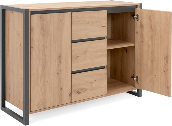 Finori 'Denver 2' Kommode mit 2 Türen und 2 Schubkästen, Holzwerktstoff / Metall, Dekor Artisan Oak, 120 x 40 x 88 cm Bild 9