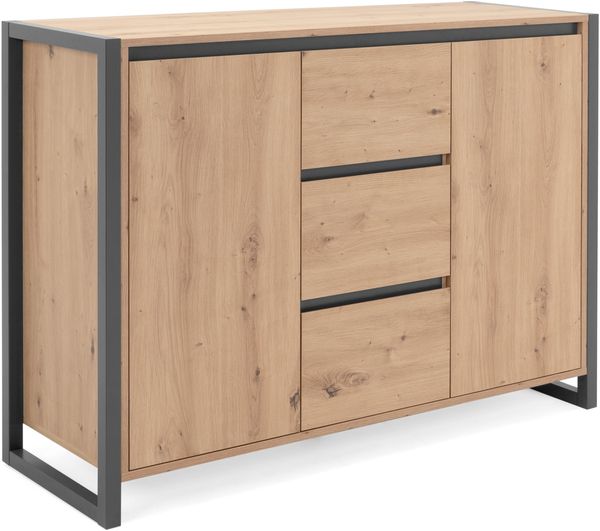 Finori 'Denver 2' Kommode mit 2 Türen und 2 Schubkästen, Holzwerktstoff / Metall, Dekor Artisan Oak, 120 x 40 x 88 cm Bild 8