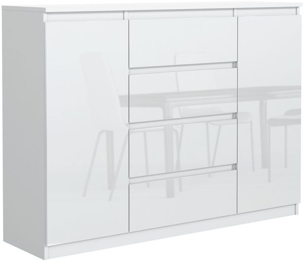Raumhirsch Furniture Kommode, Sideboard, Kommode für das Schlafzimmer - Wohnzimmer (Maße: 120 × 39 × 101,5 cm, 2 Türen, 4 Schubladen, Rollenschienen), viele Farbvarianten - Hochwertig & stabil