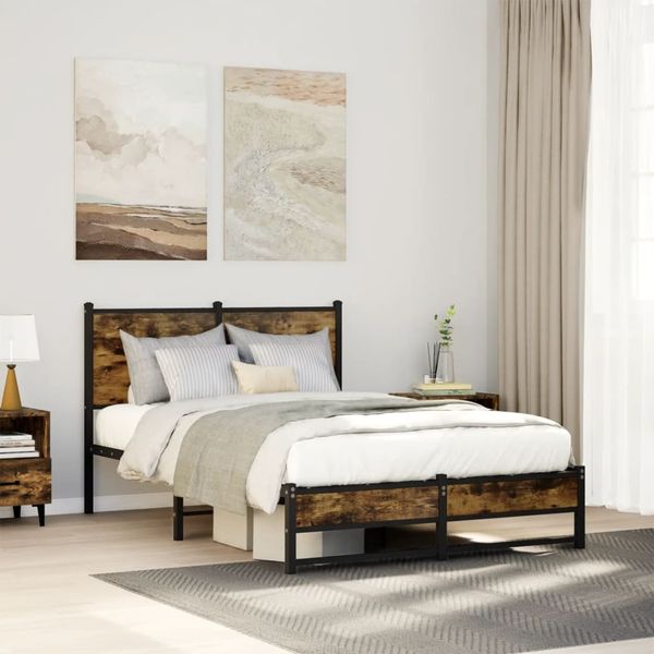 vidaXL Metallbett ohne Matratze Räuchereiche 120x190 cm 4007829