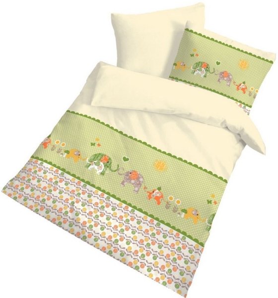 DOBNIG Babybettwäsche Baby Fein Biber Bettwäsche Tiere Safari 100x135 + 40x60 cm Flanell