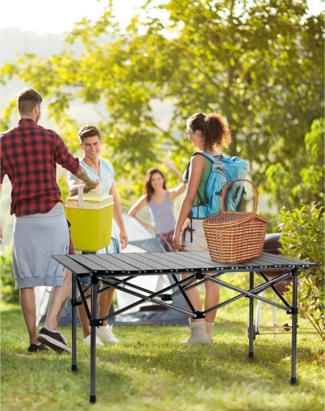 Klapptisch Campingtisch klappbar Reisetisch 95x55x50 cm schwarz für Grillen Bild 2