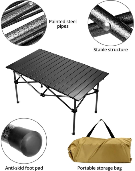 Klapptisch Campingtisch klappbar Reisetisch 95x55x50 cm schwarz für Grillen Bild 6