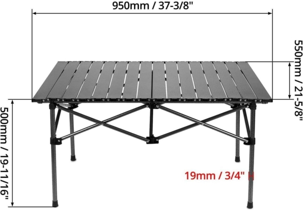 Klapptisch Campingtisch klappbar Reisetisch 95x55x50 cm schwarz für Grillen Bild 3