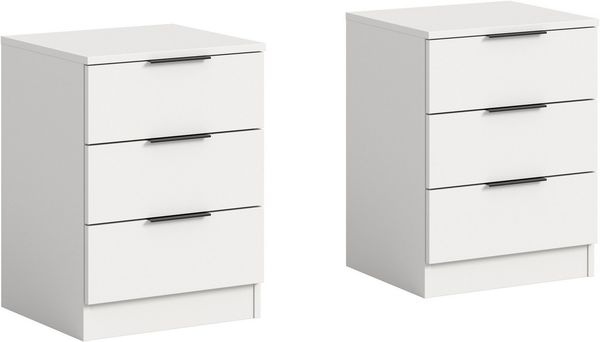 Home affaire Nachtkommode Skarde 2 Nachttische, jeweils Breite: 45 cm (Set, 2 St, Sie bekommen 2 Nachttische im Set), Skarde, 2er Set Nachtkommoden, 3 Schubkästen, weiß