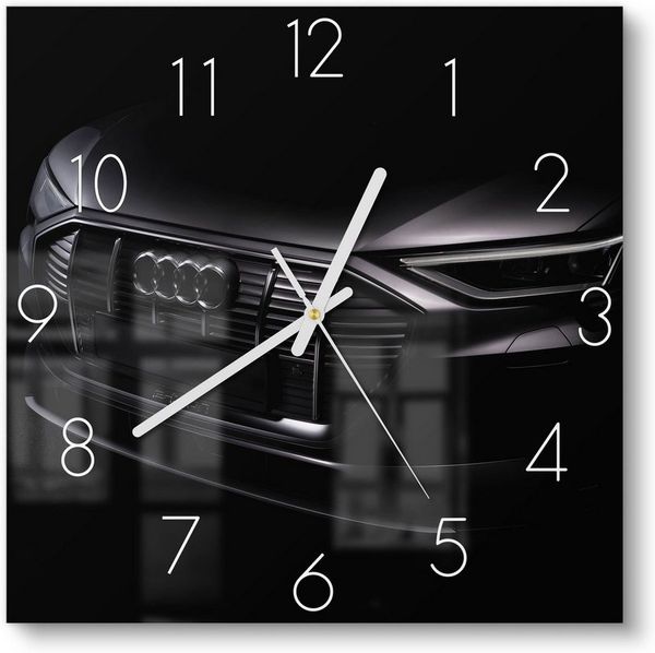 DEQORI Wanduhr 'Audi Frontalaufnahme' (Glas Glasuhr modern Wand Uhr Design Küchenuhr)