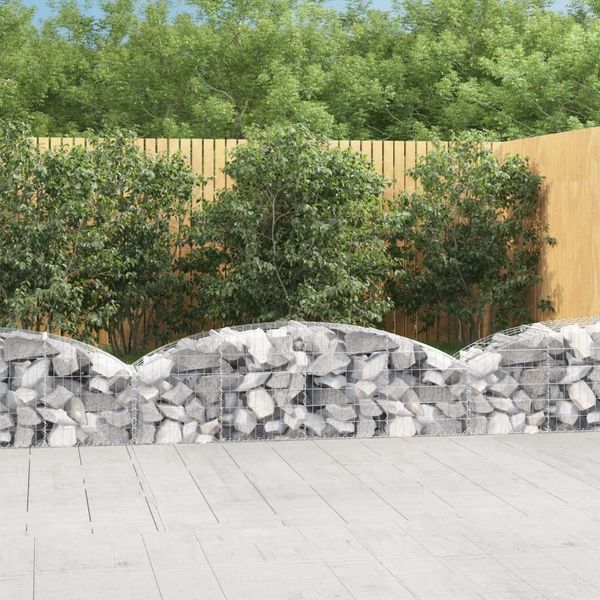 vidaXL Gabione mit Hochbogen 200x50x40/60 cm Verzinktes Eisen 153472