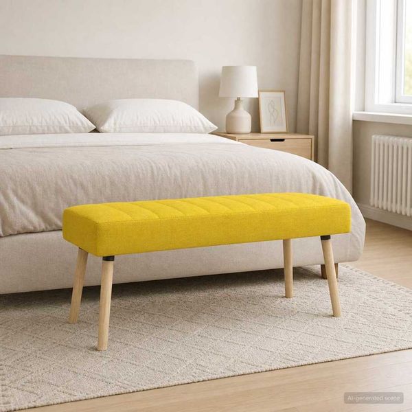 vidaXL Kanalgepolsterte Bank Helles Gelb 110 x 40 x 46 cm Stoff 42038497