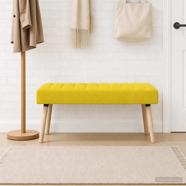 vidaXL Kanalgepolsterte Bank Helles Gelb 110 x 40 x 46 cm Stoff 42038497