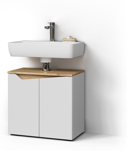 Livinity® Waschbeckenunterschrank Timavo, Weiß/Artisan-Eiche, 60 x 57.5 cm mit 2 Türen (1-St)