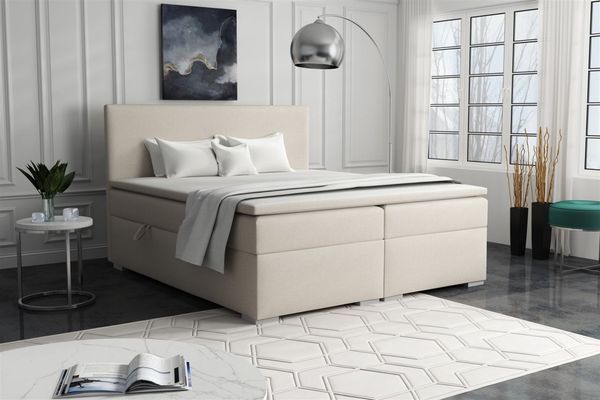 Boxspringbett Schlafzimmerbett SOREL 160x200cm Stoff Aragon Beige