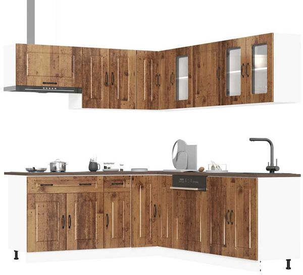 vidaXL 11-tlg. Küchenschrank-Set Kalmar Altholz-Optik Holzwerkstoff 3314919