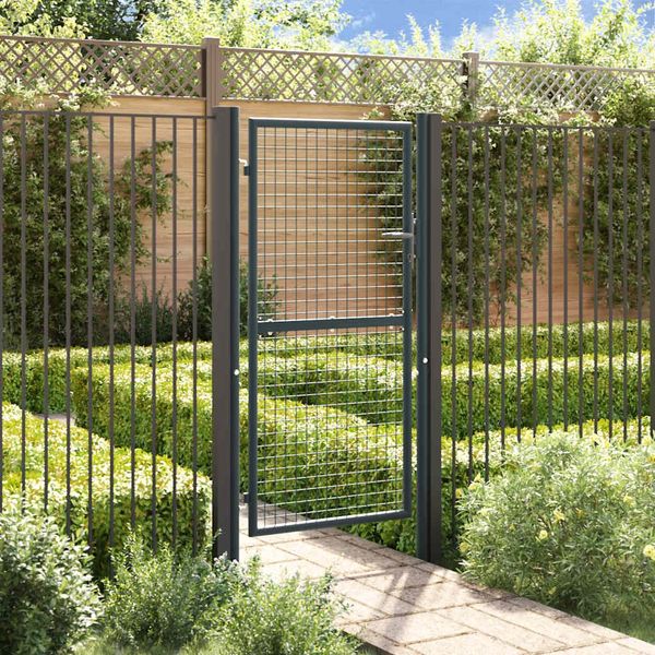 vidaXL Maschen-Gartentor verzinkter Stahl 100 x 175 cm Grau 145774
