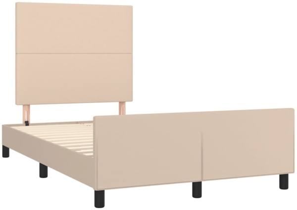 Einzelbett, Polsterbett mit Kopfteil Kunstleder Cappuccino-braun 120x200 cm Bild 3