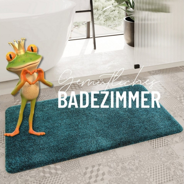 Homie Living Badematte Porto Azzurro, Höhe 30 mm, rutschhemmend beschichtet, fußbodenheizungsgeeignet, schnell trocknend, Polyester, rechteckig, Badteppich, uni, rechteckig & rund, waschbar, Badezimmerteppich Bild 3