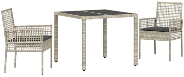 vidaXL Garten Essgruppe 3 pcs Hellgrau Poly Rattan 3334895