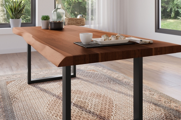 Esstisch Baumkante massiv Akazie Nussbaum 220 x 100 U-Gestell schwarz ATLAS 140115955 Bild 3