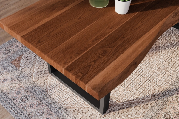 Esstisch Baumkante massiv Akazie Nussbaum 220 x 100 U-Gestell schwarz ATLAS 140115955 Bild 4