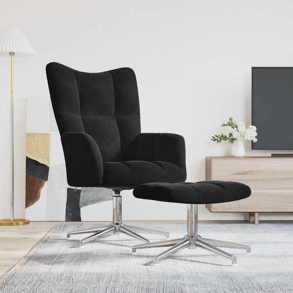 vidaXL Relaxsessel mit Hocker Schwarz Samt [328134]